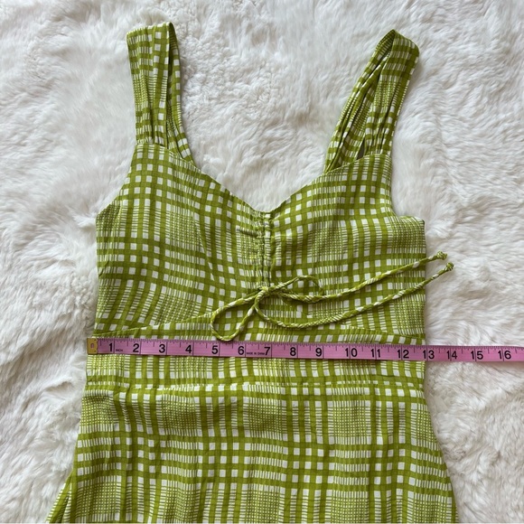 Faithfull the Brand Green and White Ruched Sweetheart Sundress - Picture 10 of 13